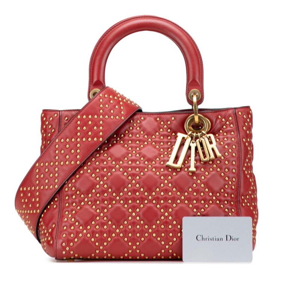CHRISTIAN DIOR Red Lambskin Leather Shoulder Bag - Picture 9 of 9